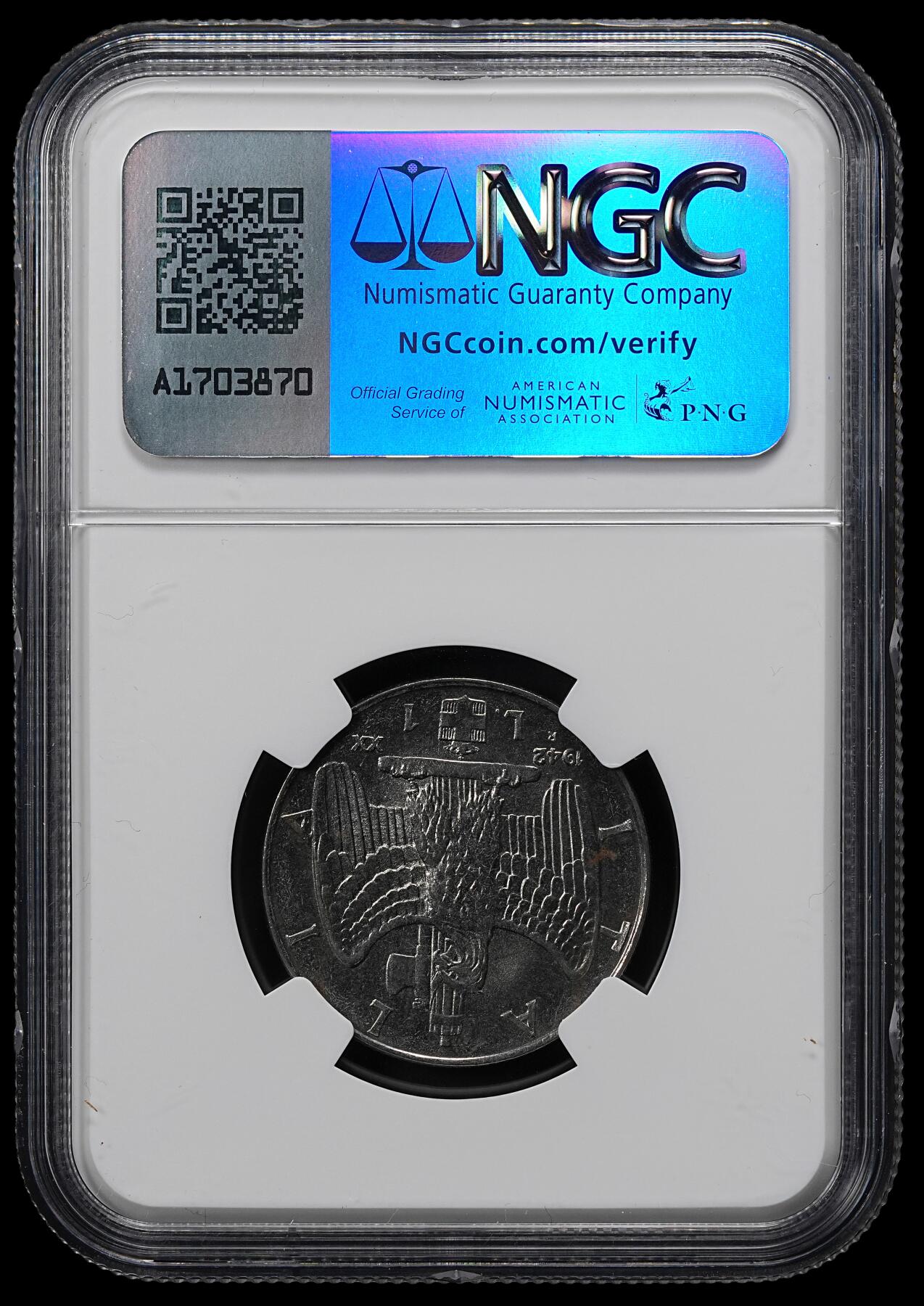 修遠堂世界钱币第九十七期 NGC MS65 1942年意大利1里拉