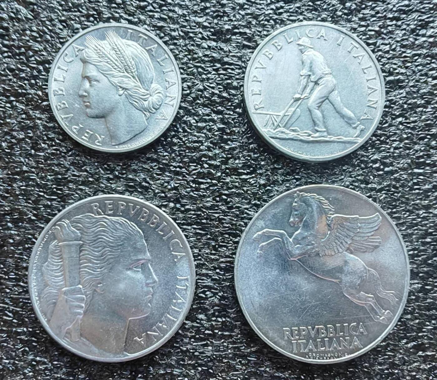 意大利硬币 1949年1/2/5/10里拉4枚套