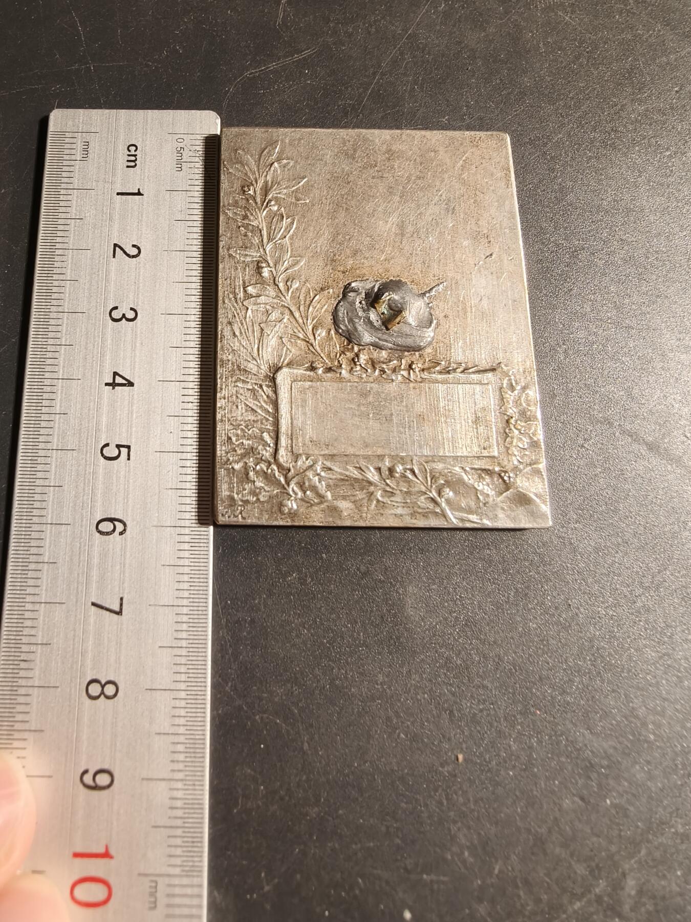 老王徽章第169期 法国宠物犬博览会方形镀银大铜章     尺寸45×60mm.    重量72.4g