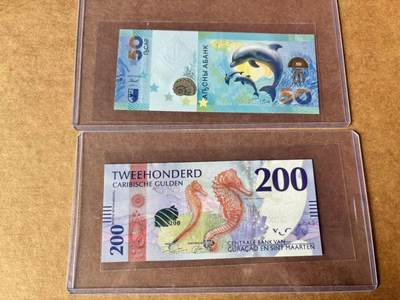 【Blue Auction】世界纸币精拍第761期——18级TOP拍卖/信誉/品质/专业/高效💫 - 【一组2张无47 含AA冠小号】阿布哈兹 2025年10阿沙&库拉索 2025年200盾 全新UNC