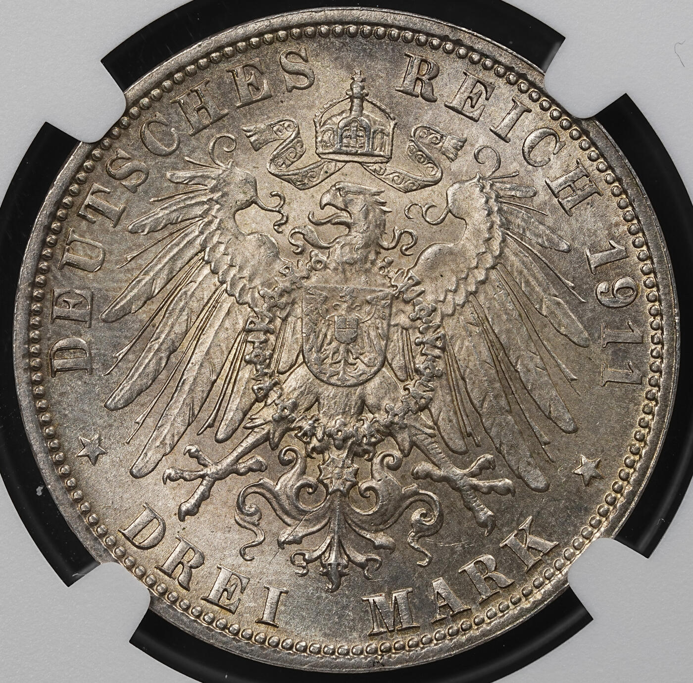 修遠堂世界钱币第九十七期 NGC MS64 1911年巴伐利亚摄政王90大寿纪念3马克银币