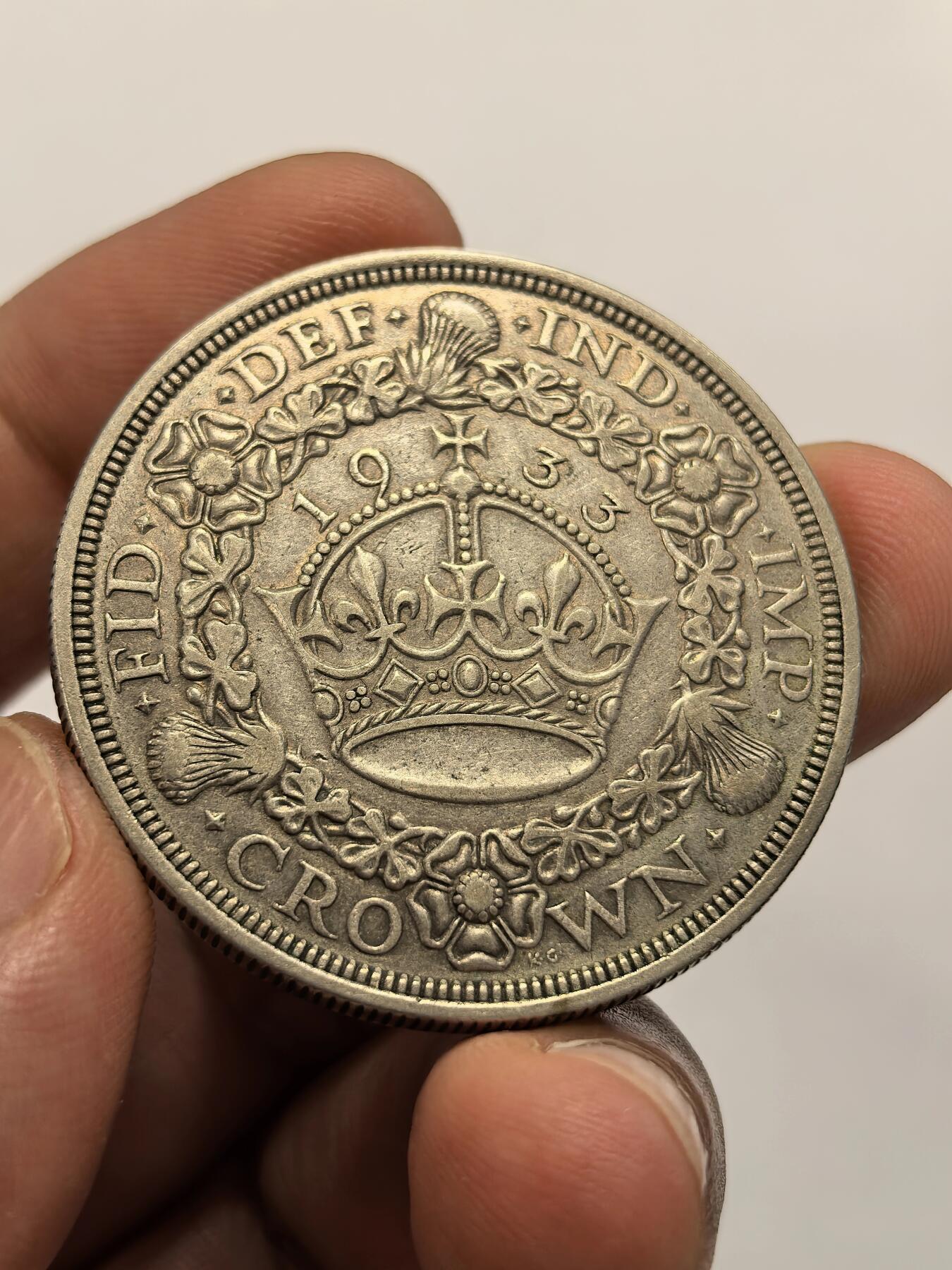 博洋堂世界钱币拍卖第151期（全场包邮） 英国1933年乔治五世花冠克朗银币 发行量仅7132