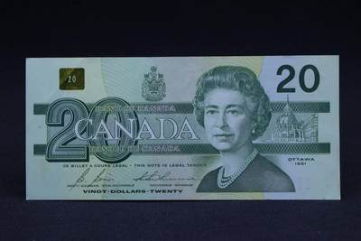 【淘币小摊】限时拍第八百二十八拍  纸币场  满百包邮可预留两周  周一统一发货  -   加拿大1991年20元纸币【有折】