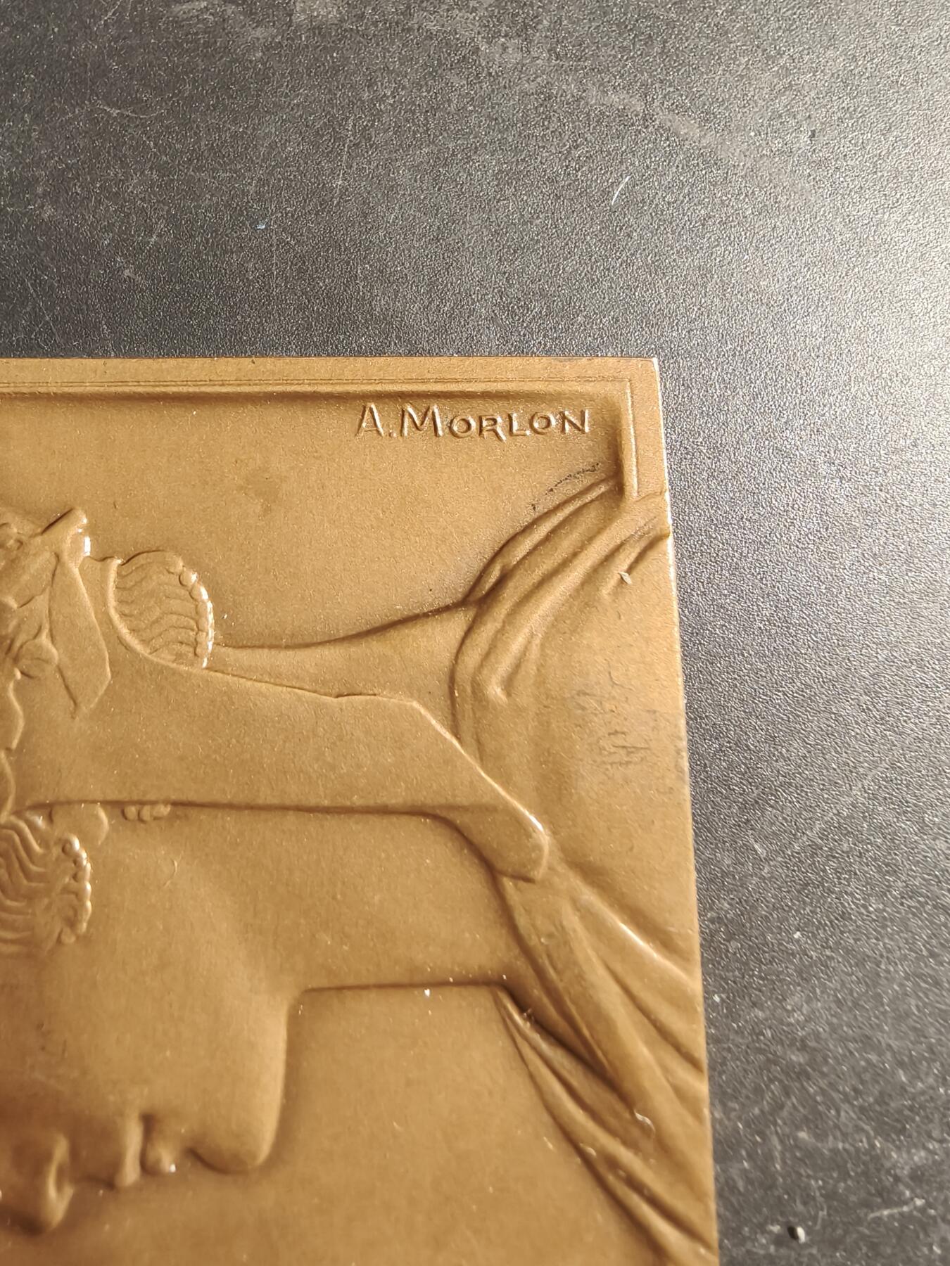 老王徽章第169期 法国玛丽安娜方形大铜章    大师莫隆作品     尺寸54×64mm.    重量130.8g