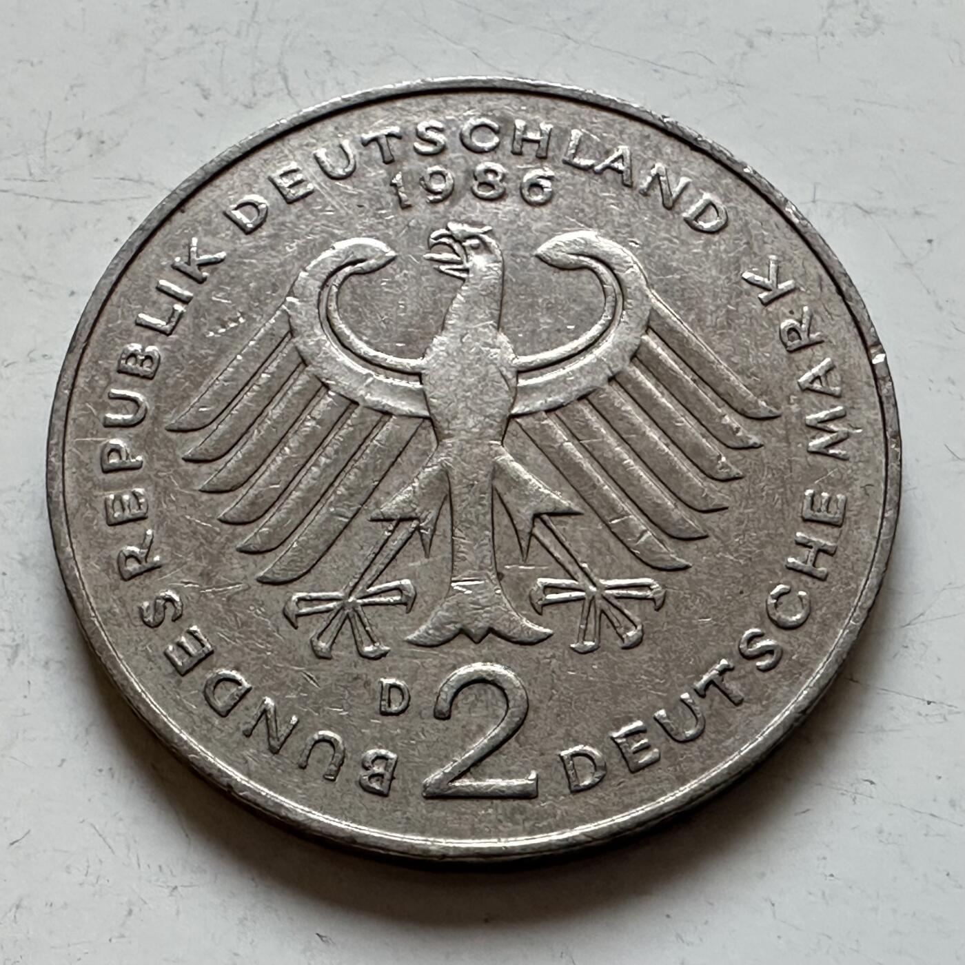 🌹外币初藏🌹🐯2025年第140场  每周二四六晚8️⃣点 接代拍 德国1986年D版 2马克 舒马赫