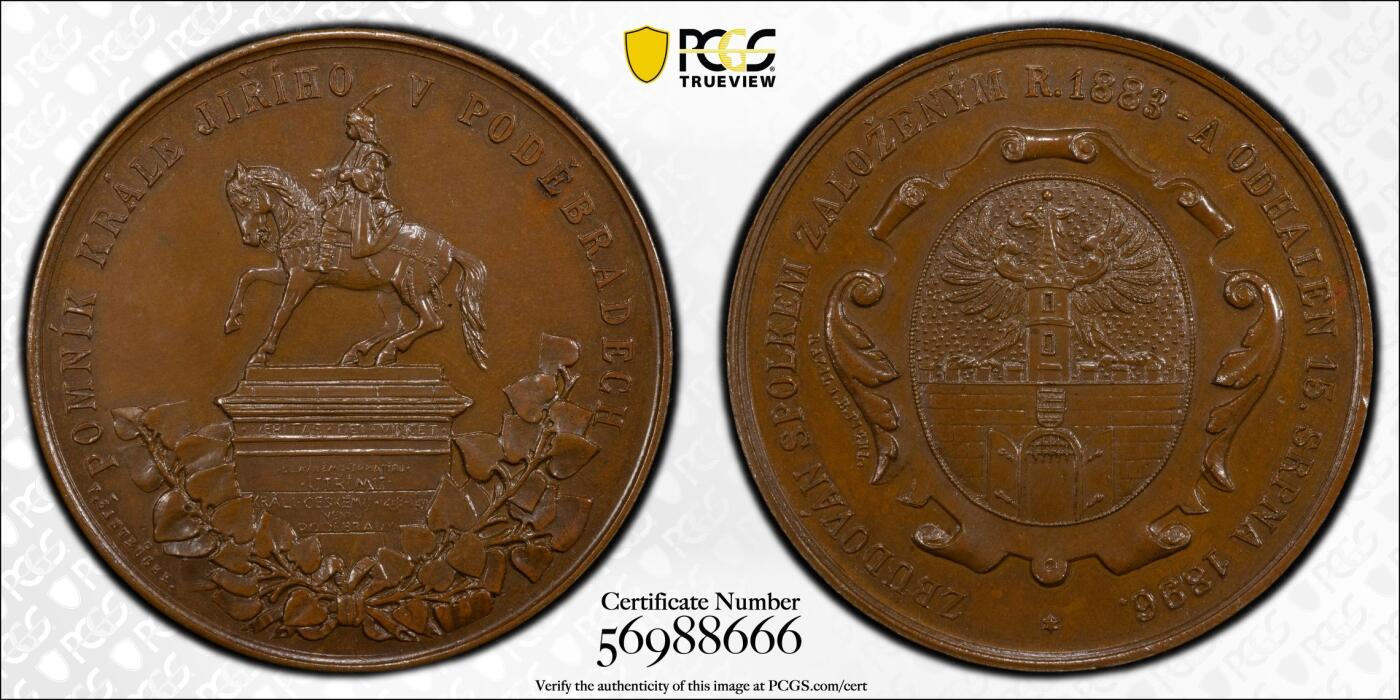 博洋堂世界钱币拍卖第151期（全场包邮） PCGS SP64 冠军分！1896年捷克斯洛伐克纪念波杰拉迪的乔治大公像，55mm大尺寸！名家谱系！这一期好几个捷克斯洛伐克的名家旧藏，都是市面上很少出现的专题藏品，喜欢的朋友不要错过。