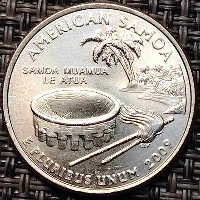 布加迪🐬～世界钱币(上海)🌾第 264 期 /  各国套币和散币 - 美国🇺🇸 2009年 25分 六个特区～美属萨摩亚岛