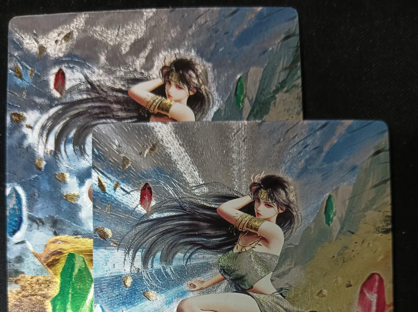 花开卡拍第53期（12月28号周日截拍，品控勿拍!!!拍品不寄存，运费5元，自制卡难免瑕疵，可能存在轻微撞角爆边等出厂瑕疵，品控介意勿拍！） 奇点卡牌 原创 巾帼红颜之邓婵玉 红妆+战损粗闪一对