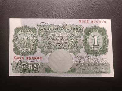 2025十二月第三期，总208期 - 英格兰A序列1镑早期Beale签名UNC-无47倒置号，稀有补号冠S/S