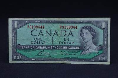 【淘币小摊】限时拍第八百二十八拍  纸币场  满百包邮可预留两周  周一统一发货  -   加拿大1954年1元纸币【有折】