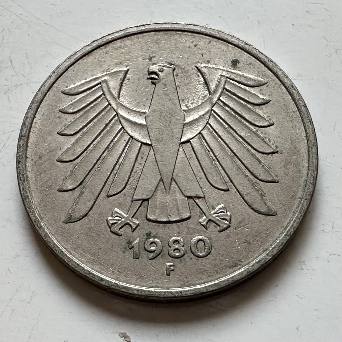 🌹外币初藏🌹🐯2025年第140场  每周二四六晚8️⃣点 接代拍 德国1980年F版5马克