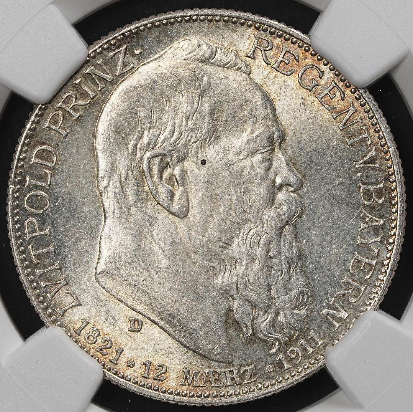 修遠堂世界钱币第九十七期 NGC MS64 1911年巴伐利亚摄政王90大寿纪念2马克银币