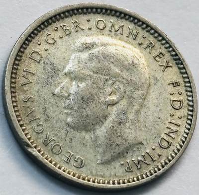 文馨钱币收藏第 285 场，【 长期接收代拍品】银币，评级币，散币场 - 1948 年英属澳大利亚乔治六世 3 便士银币，第二版关门年只发行 2 年 500 银