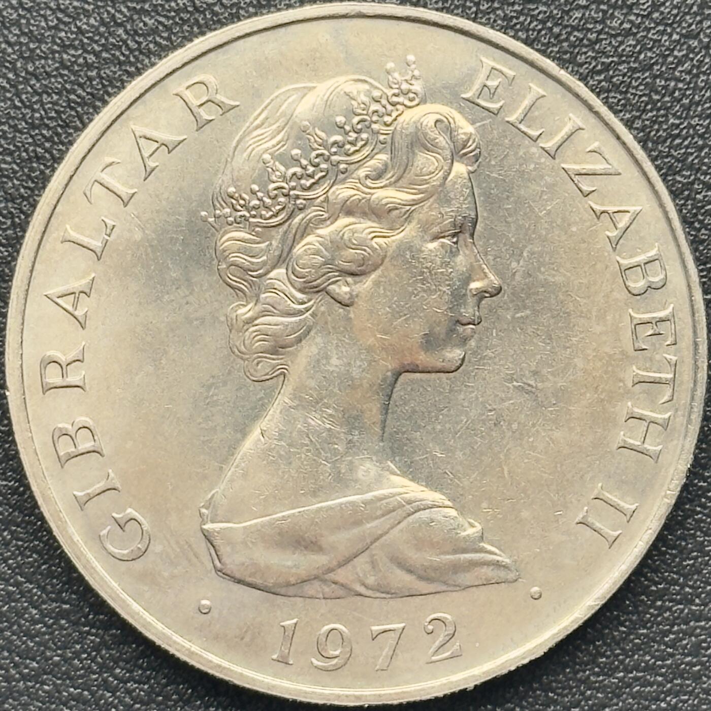 ＜小葵钱铺＞第67期·克朗币·银币场·满200包邮，不寄存·12月15日发货 直布罗陀1972年女王银婚25周年25便士克朗型纪念币