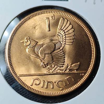 KK钱币收藏小铺 第379期  2月预留时间 周末发货 -  1968爱尔兰1便士铜币 母鸡铜币 好品