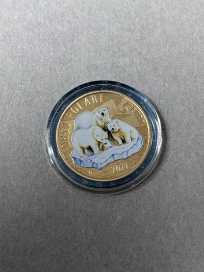 第185期拍卖 - 卡装意大利2021年动物园系列夜光北极熊5欧精制纪念币