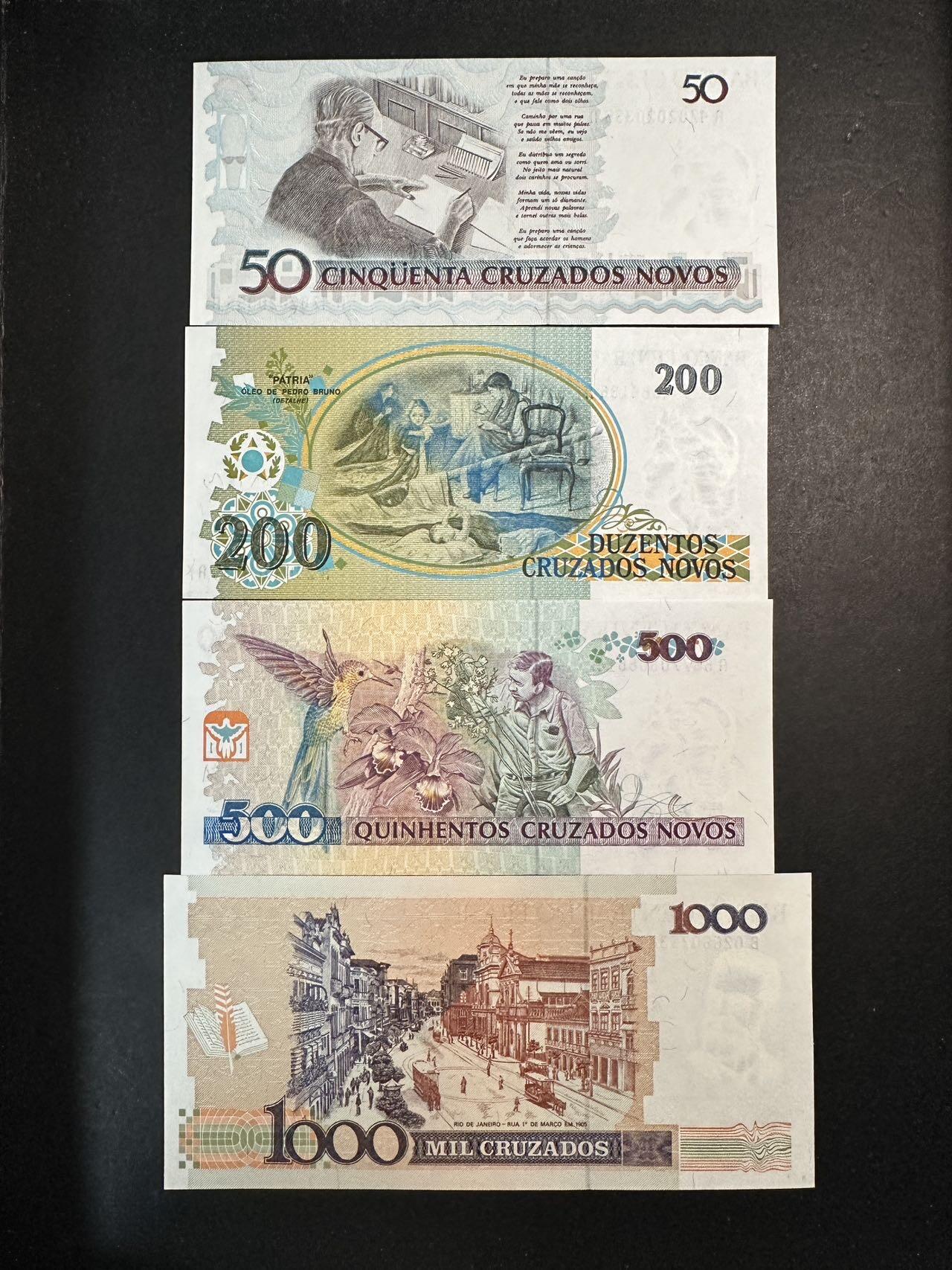 蒂克钱币-第51场 外国平价纸币最后一场 巴西1986-1990年版新克鲁扎多全新纸币，属于巴西恶性通胀时期的过渡货币，