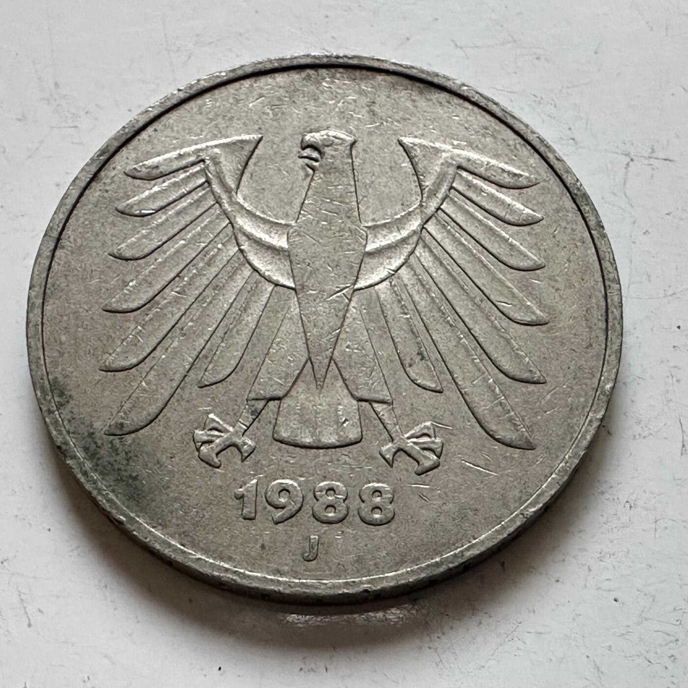 🌹外币初藏🌹🐯2025年第140场  每周二四六晚8️⃣点 接代拍 德国1988年J版5马克