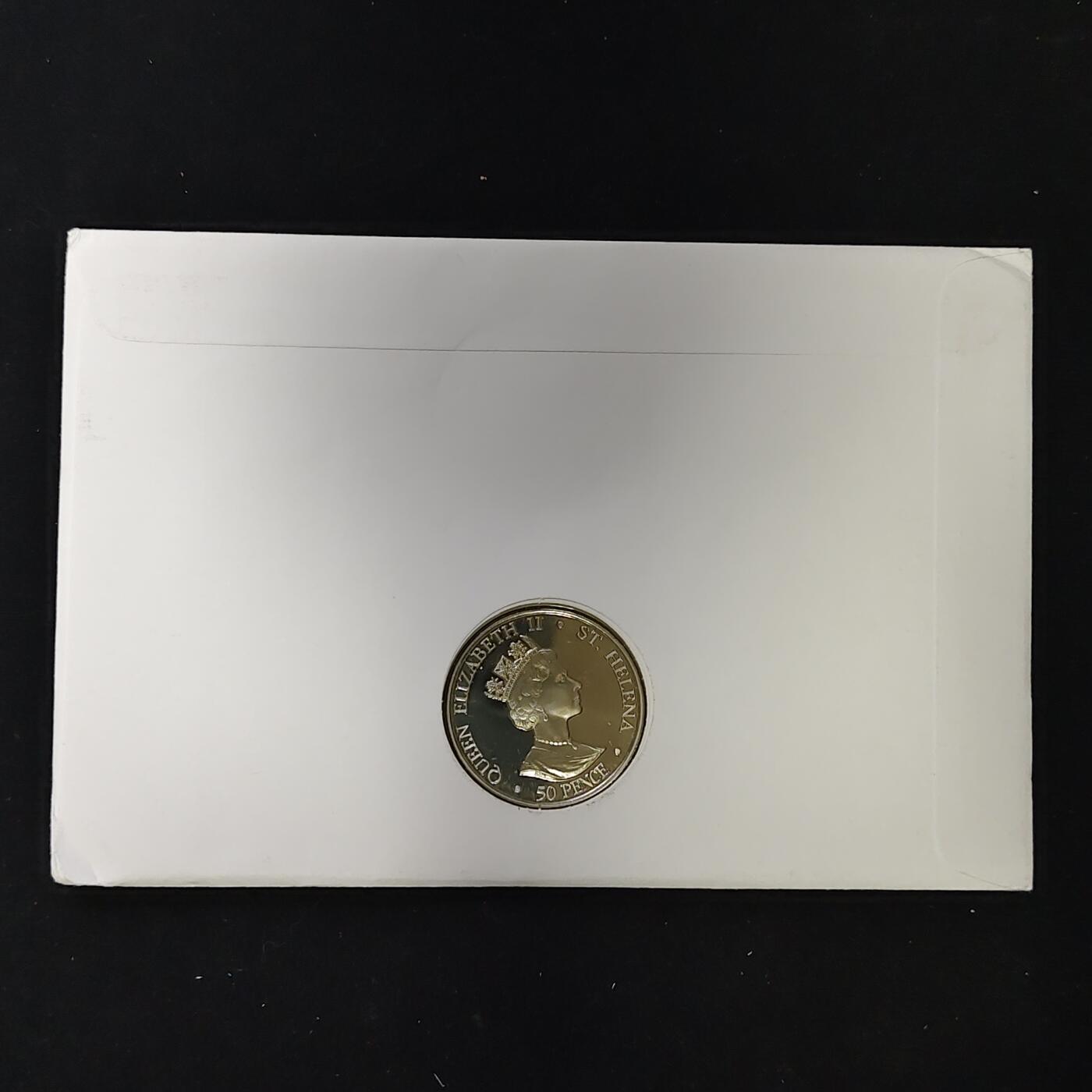 【全场包邮】纯粹捡漏拍485场（免费代拍第22场） 【邮币封】圣赫勒拿2003年50便士女王加冕五十周年克朗型纪念币邮币封