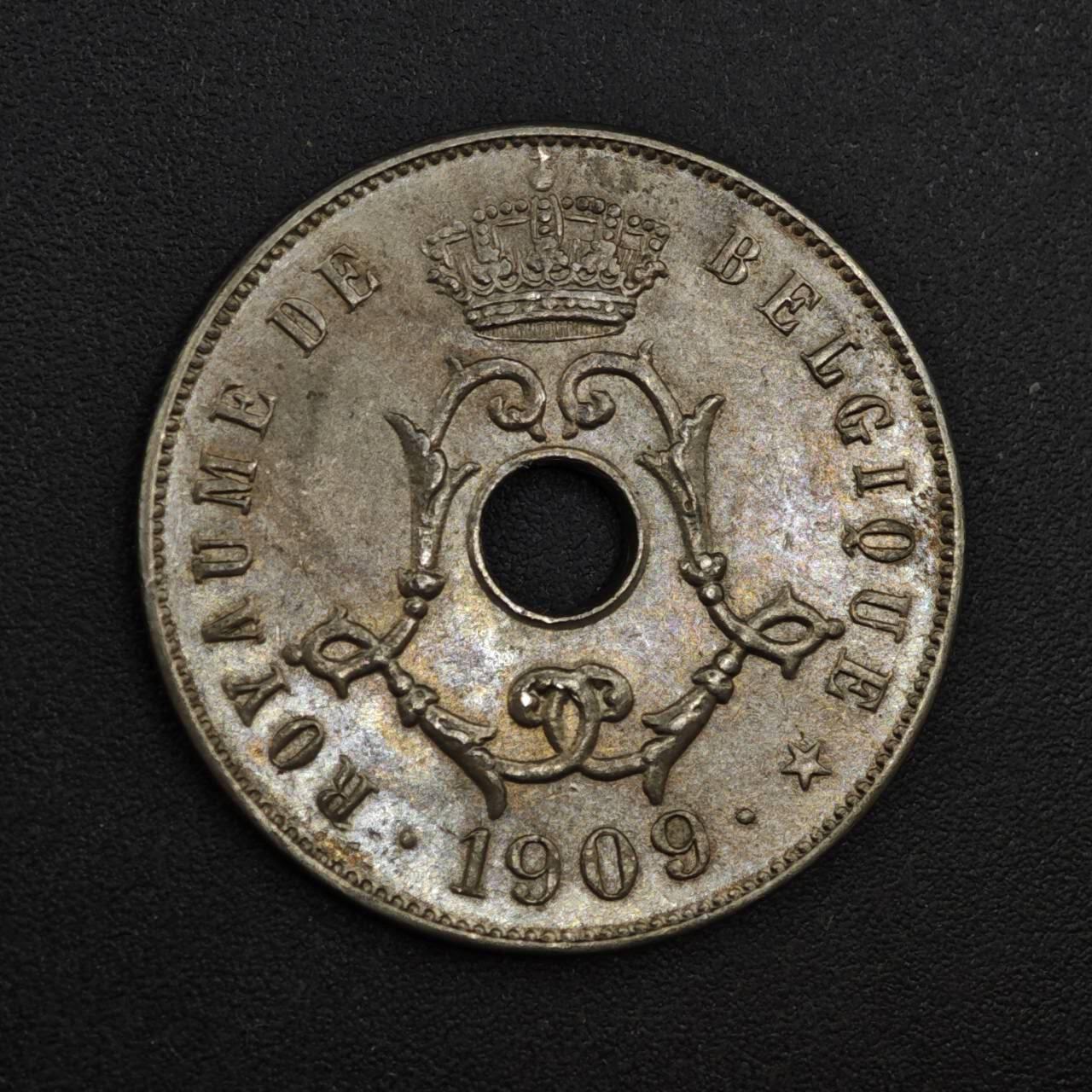 【淘币小摊】实时拍第八百二十五拍   散币场   满百包邮可预留二周 每周一统一发货   比利时1909年25分镍币