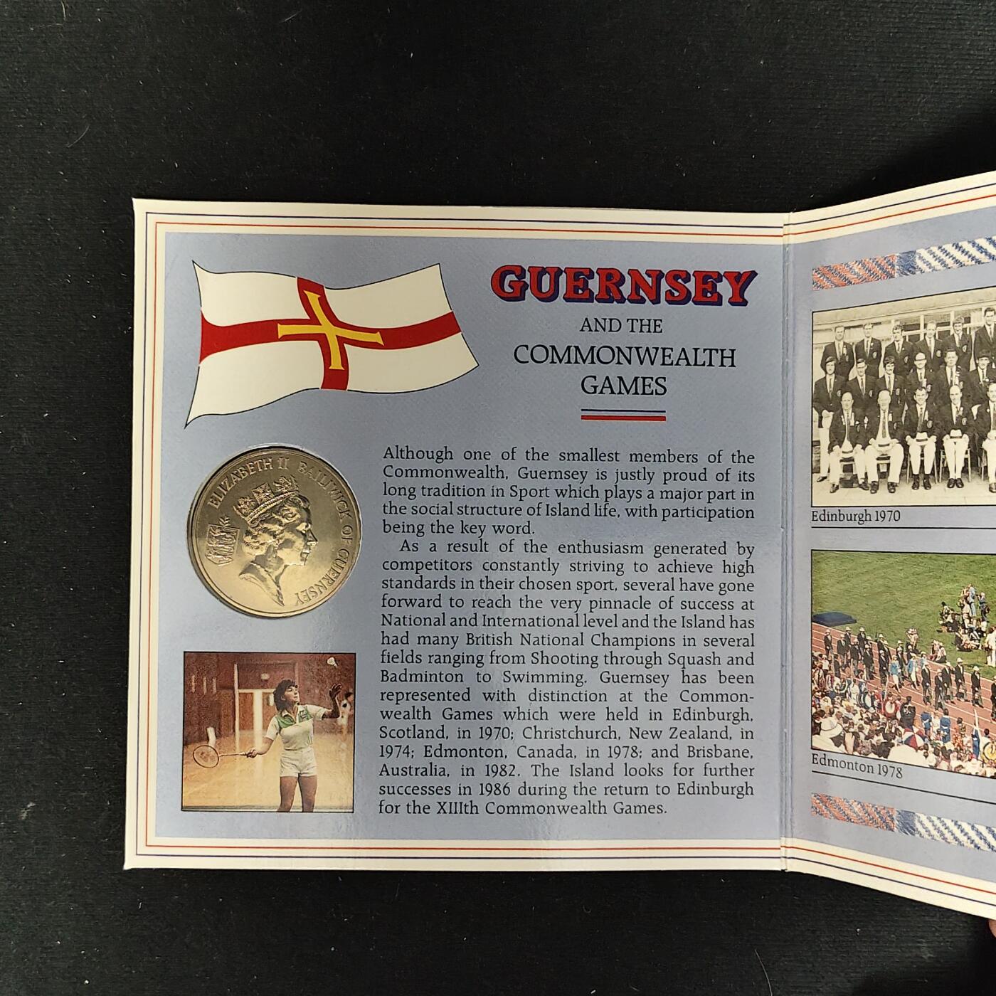 【全场包邮】纯粹捡漏拍485场（免费代拍第22场） 根西1986年2镑爱丁堡英联邦运动会官方卡装克朗型纪念币