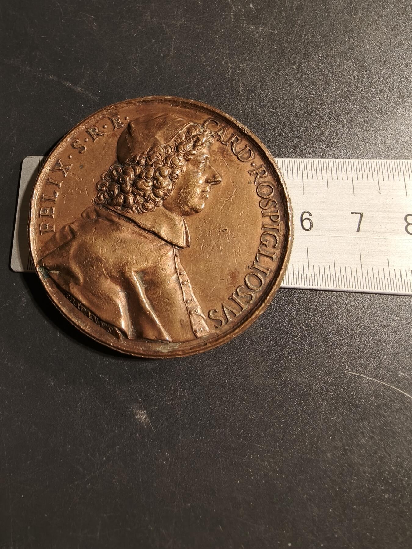 老王徽章第169期 意大利红衣主教费利切·罗斯皮廖西大铜章    原铸     直径58mm.    重量73.8g