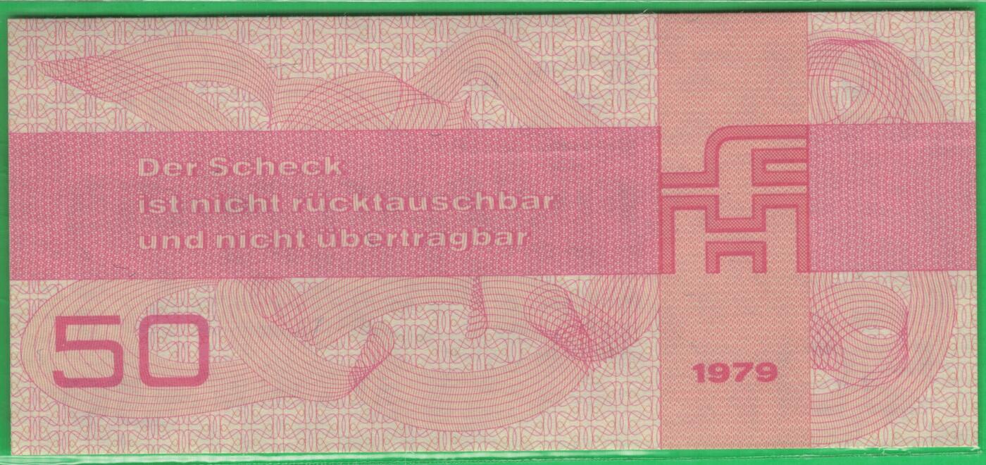 德国(东德 民主德国)1979年50马克 外汇券 P-FX5 数三 实物图 UNC