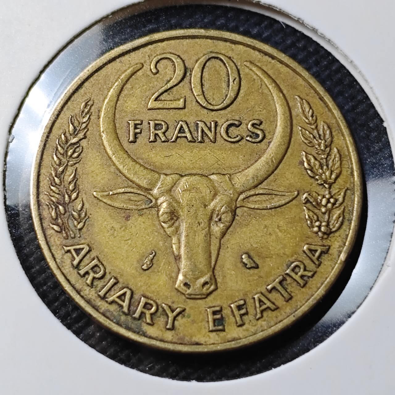 KK钱币收藏小铺 第379期  2月预留时间 周末发货  马达加斯加20法郎