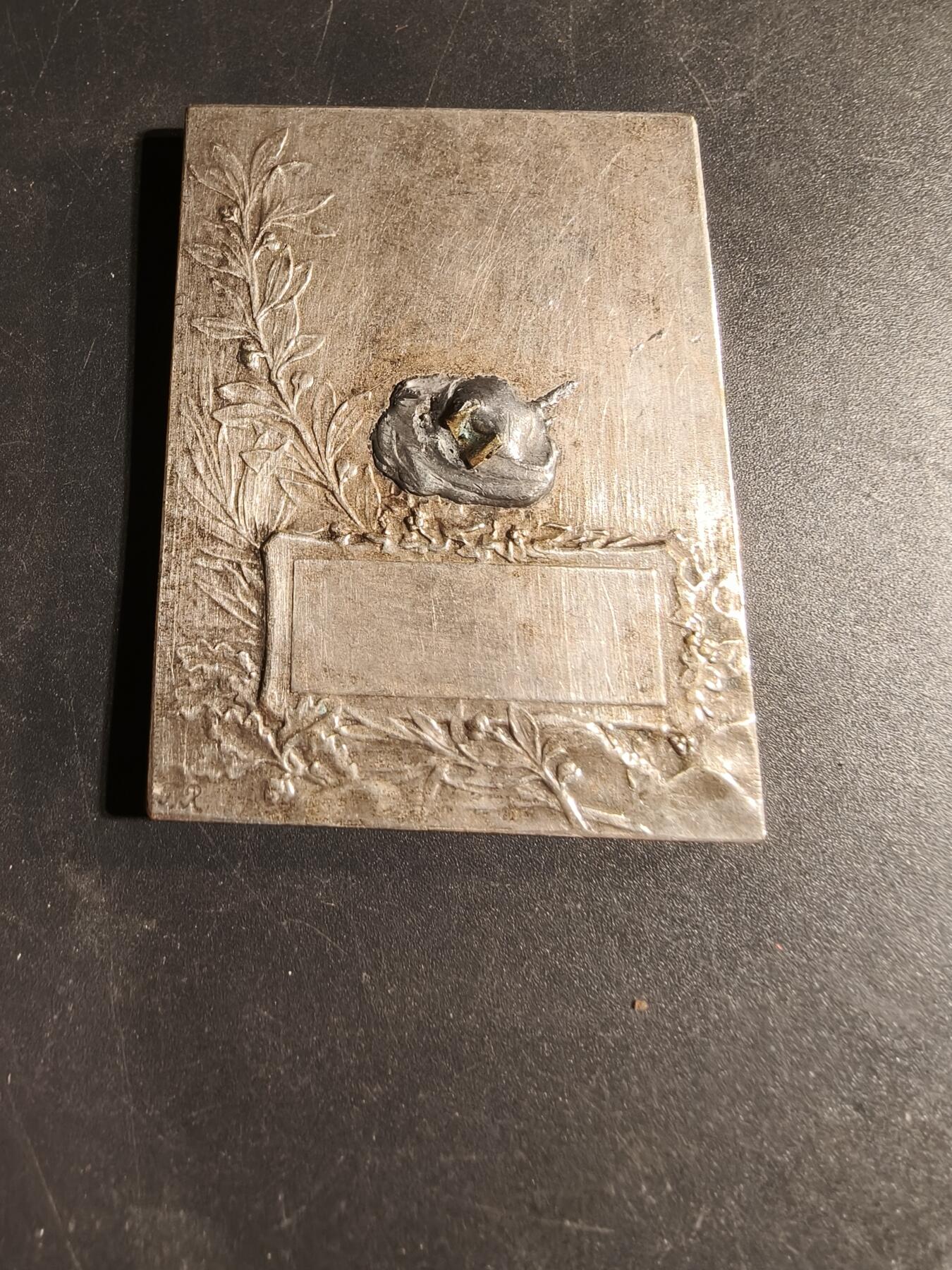 老王徽章第169期 法国宠物犬博览会方形镀银大铜章     尺寸45×60mm.    重量72.4g