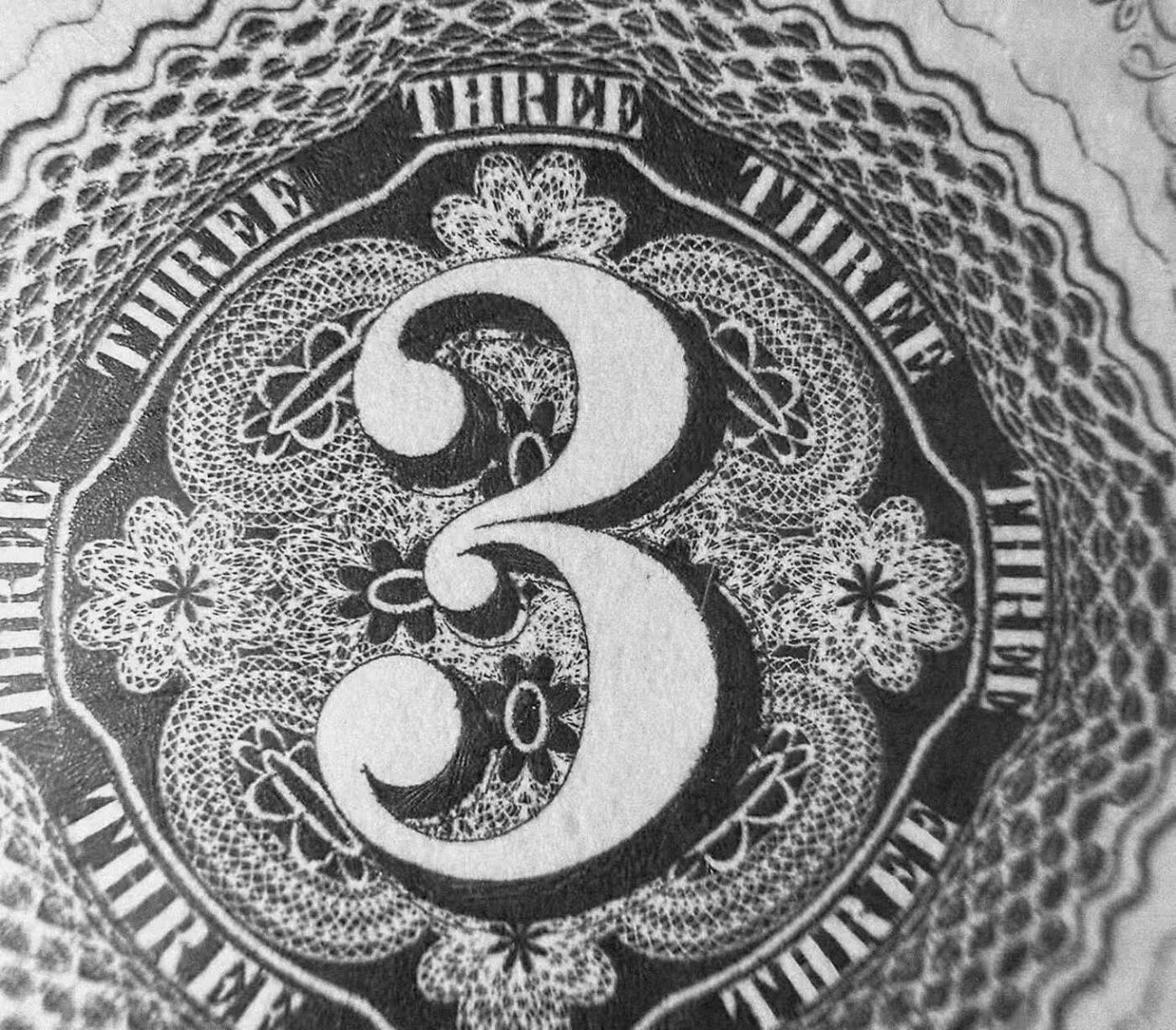 《外钞收藏家》第五百九十三期（精品场）（本平台长期征集拍品、欢迎藏友们联系合作） 好 1980年 美国钞票公司（ABNC）印制 3美元 雕刻版票样纪念卡 原版纸币1860 年间由美国堪萨斯州州立银行阿奇森（Atchison，Bank of the State of Kansas）发行流通 该雕刻版票样纪念卡为百年原钞凹版母版印制（非普通平面印刷）并以极小规模限量发行 背面为美钞公司总裁认证签名 乃高价原版老美钞收藏欣赏研究之平替