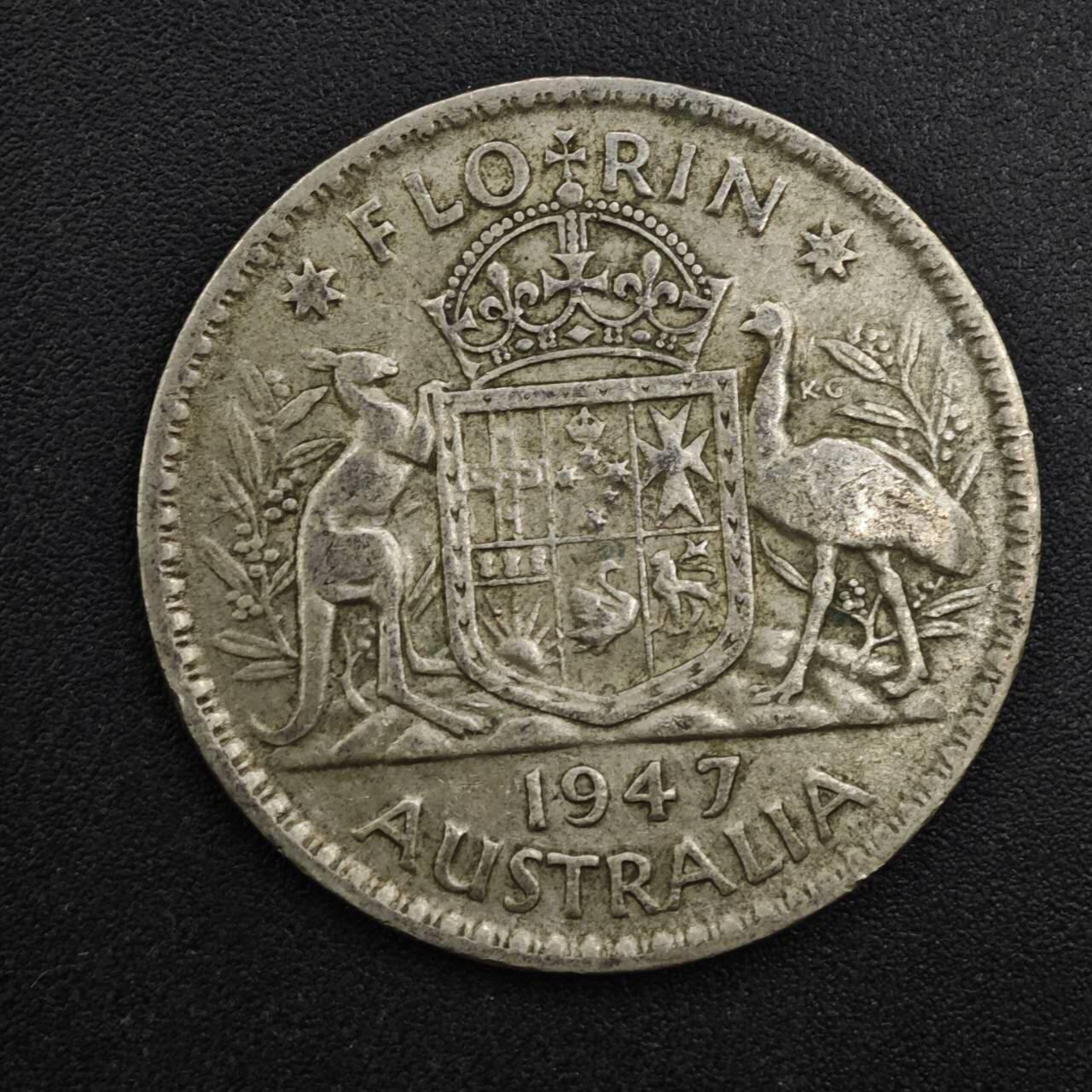 【淘币小摊】实时拍第八百二十五拍   散币场   满百包邮可预留二周 每周一统一发货   澳大利亚1947年乔治六世弗洛林银币