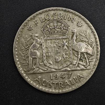 【淘币小摊】实时拍第八百二十五拍   散币场   满百包邮可预留二周 每周一统一发货   - 澳大利亚1947年乔治六世弗洛林银币