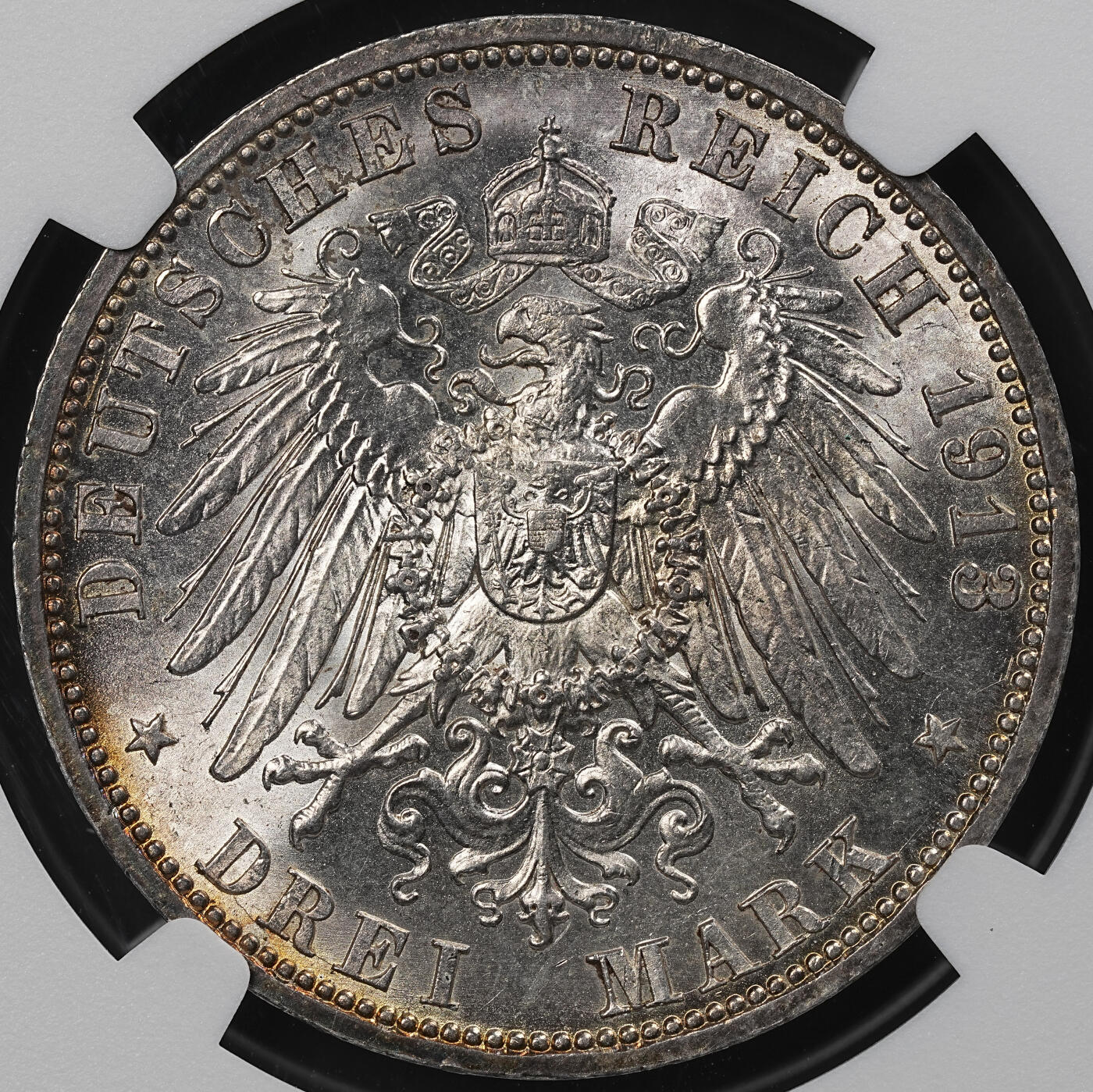 修遠堂世界钱币第九十七期 NGC MS63 1913年普鲁士威廉二世登基25周年纪念3马克银币