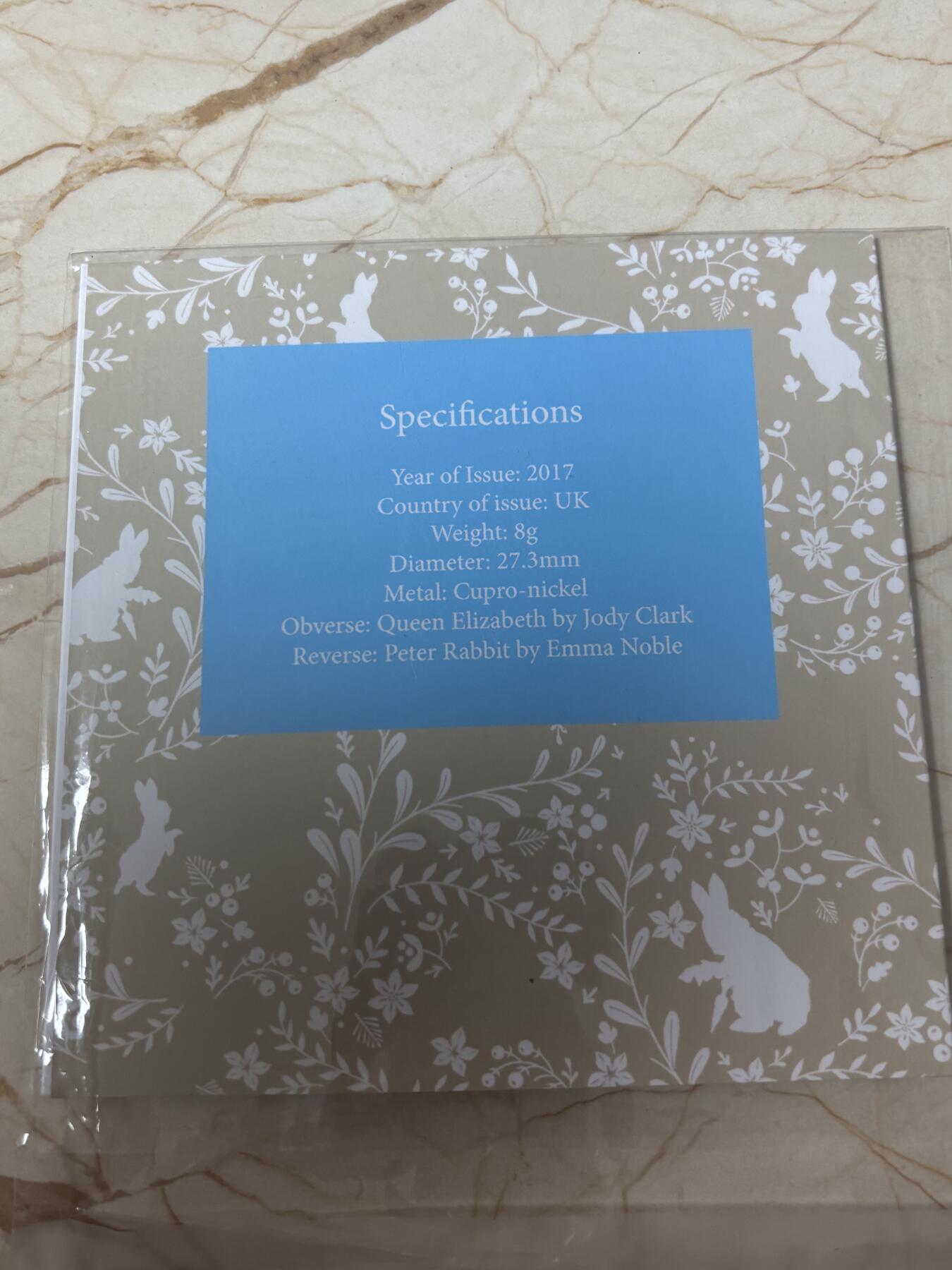 第185期拍卖 卡装英国2018年彼得兔150周年彩色纪念币