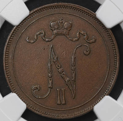 修遠堂世界钱币第九十七期 - NGC AU55BN 1905年芬兰10盆尼铜币 少见年份 书价高