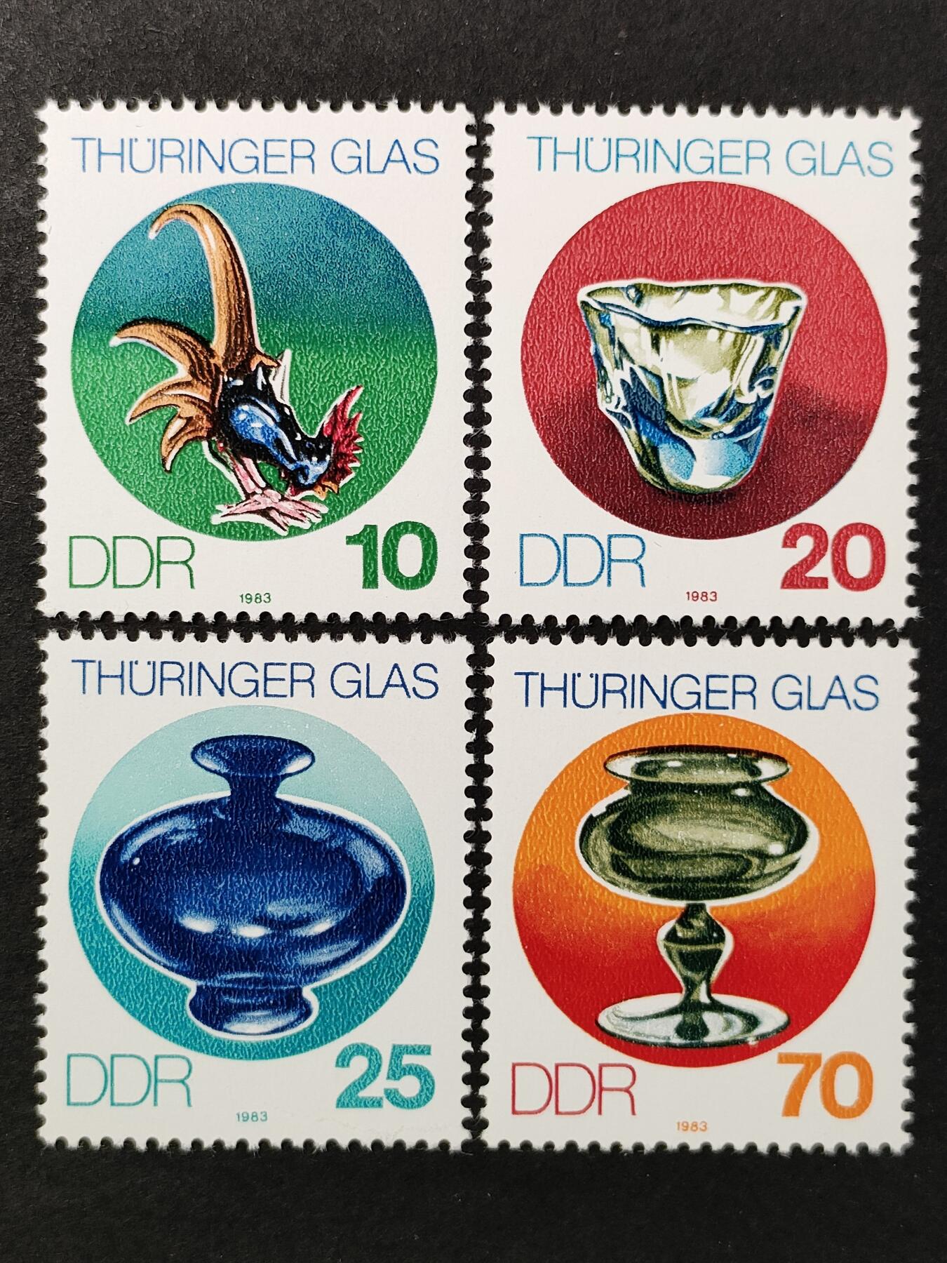 ↓君缘收藏678期☞钱币邮品↓无佣金、可寄存、满30元包邮  德国邮票东德，1983年图林根玻璃器皿邮票4全