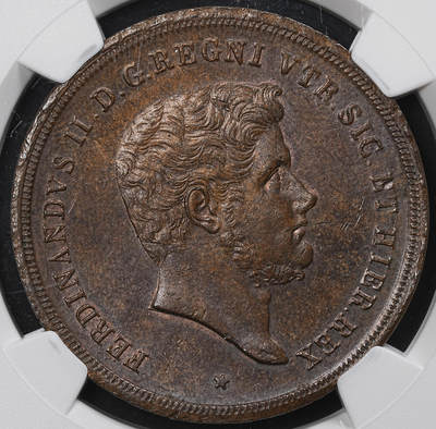 修遠堂世界钱币第九十七期 - NGC MS62BN 1849年那不勒斯和西西里王国10 TORNESI大铜币 重31.18g