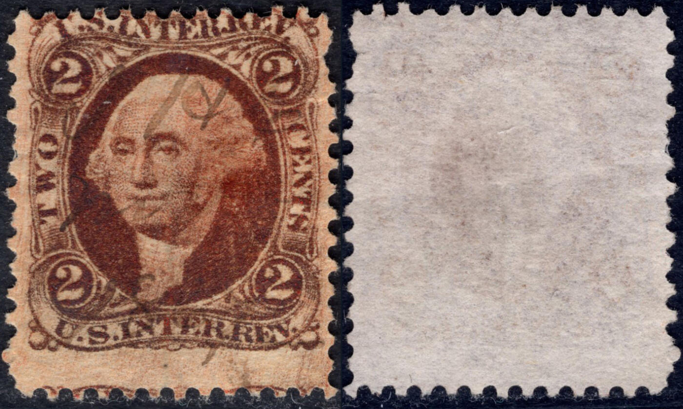 洪涛臻品批发群 精选邮票限时拍卖第1194期  美国1862年华盛顿 国际税票 齿孔下移如图【图2他人售45元】