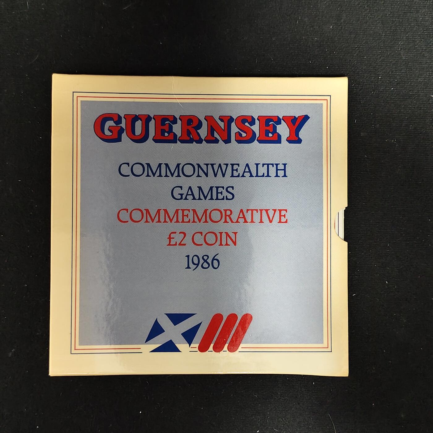 【全场包邮】纯粹捡漏拍485场（免费代拍第22场） 根西1986年2镑爱丁堡英联邦运动会官方卡装克朗型纪念币