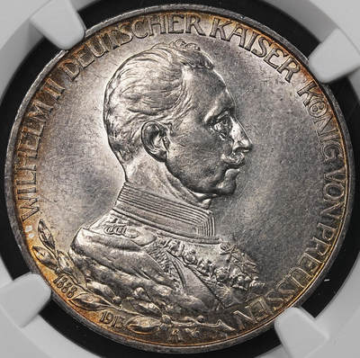 修遠堂世界钱币第九十七期 - NGC MS63 1913年普鲁士威廉二世登基25周年纪念3马克银币