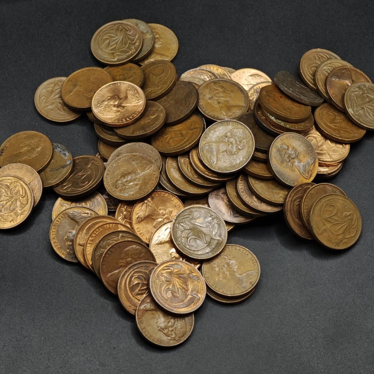 【淘币小摊】实时拍第八百二十五拍   散币场   满百包邮可预留二周 每周一统一发货   澳大利亚2分蜥蜴铜币93枚