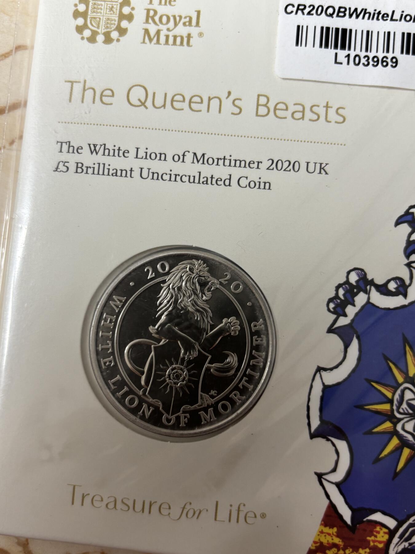 第185期拍卖 卡装英国2020年女王神兽系列白狮铜镍合金纪念币