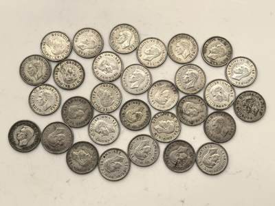 博洋堂世界钱币拍卖第151期（全场包邮） - 英国1937-42年乔治六世3便士银币一组30枚