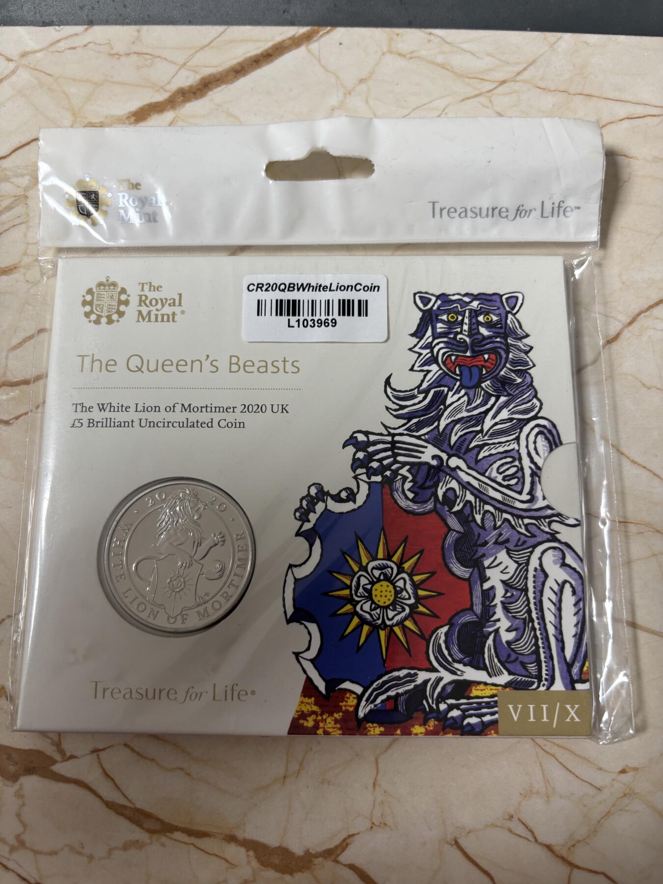 第185期拍卖 卡装英国2020年女王神兽系列白狮铜镍合金纪念币