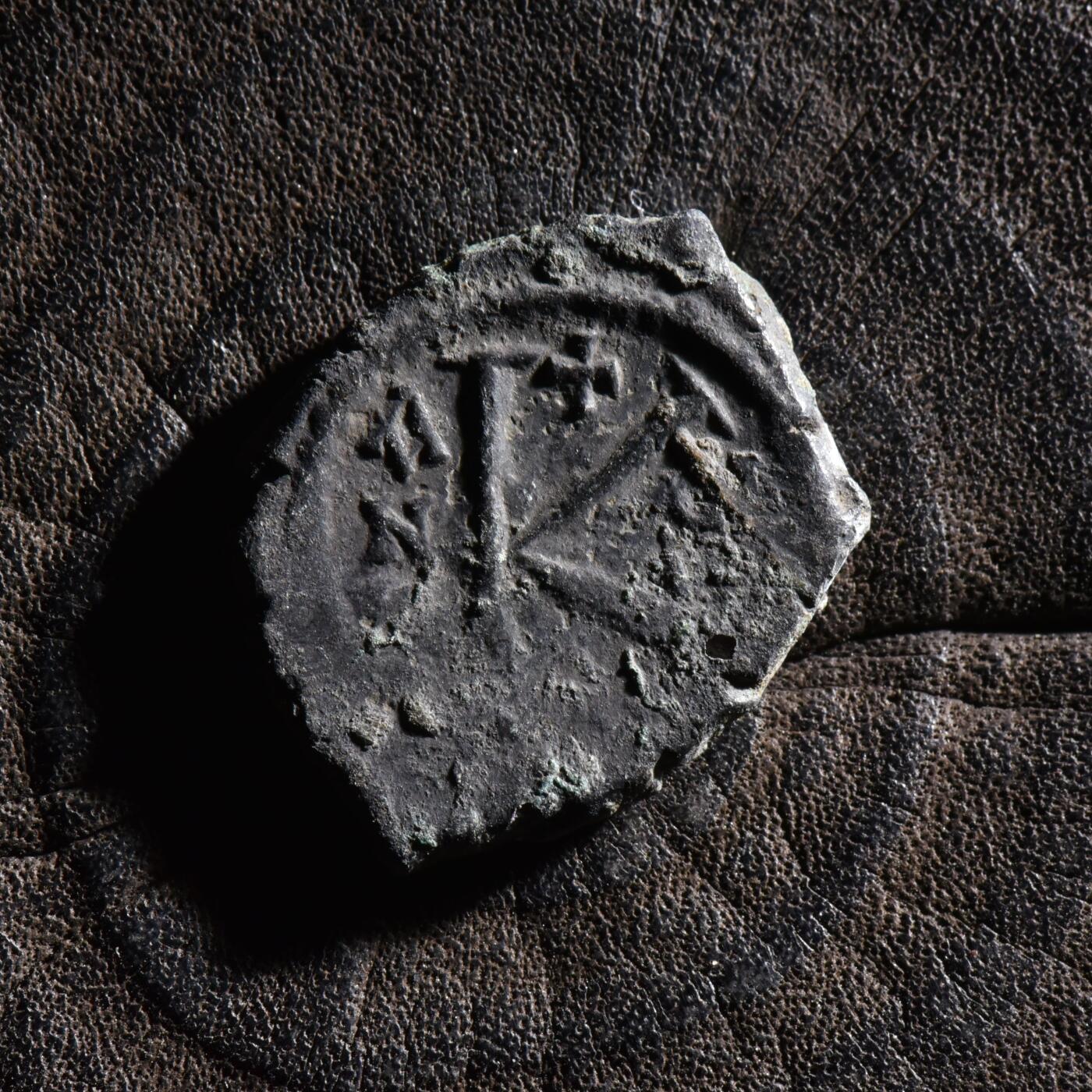 【良泉】【元旦直播场】1月1日晚19.30点开拍！208组西方古代钱币、日本朝鲜花钱 公元571年 【拜占庭】十字标，查士丁二世和皇后索菲亚（在位第7年）20努米，铜币，5.43克