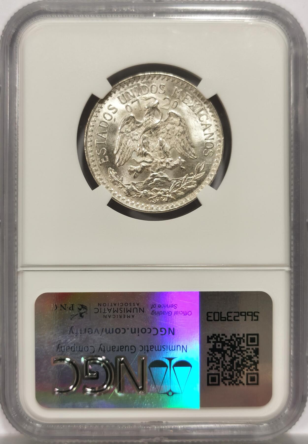 博洋堂世界钱币拍卖第151期（全场包邮） NGC MS66 墨西哥1945年50分鹰洋银币，高分难得-2