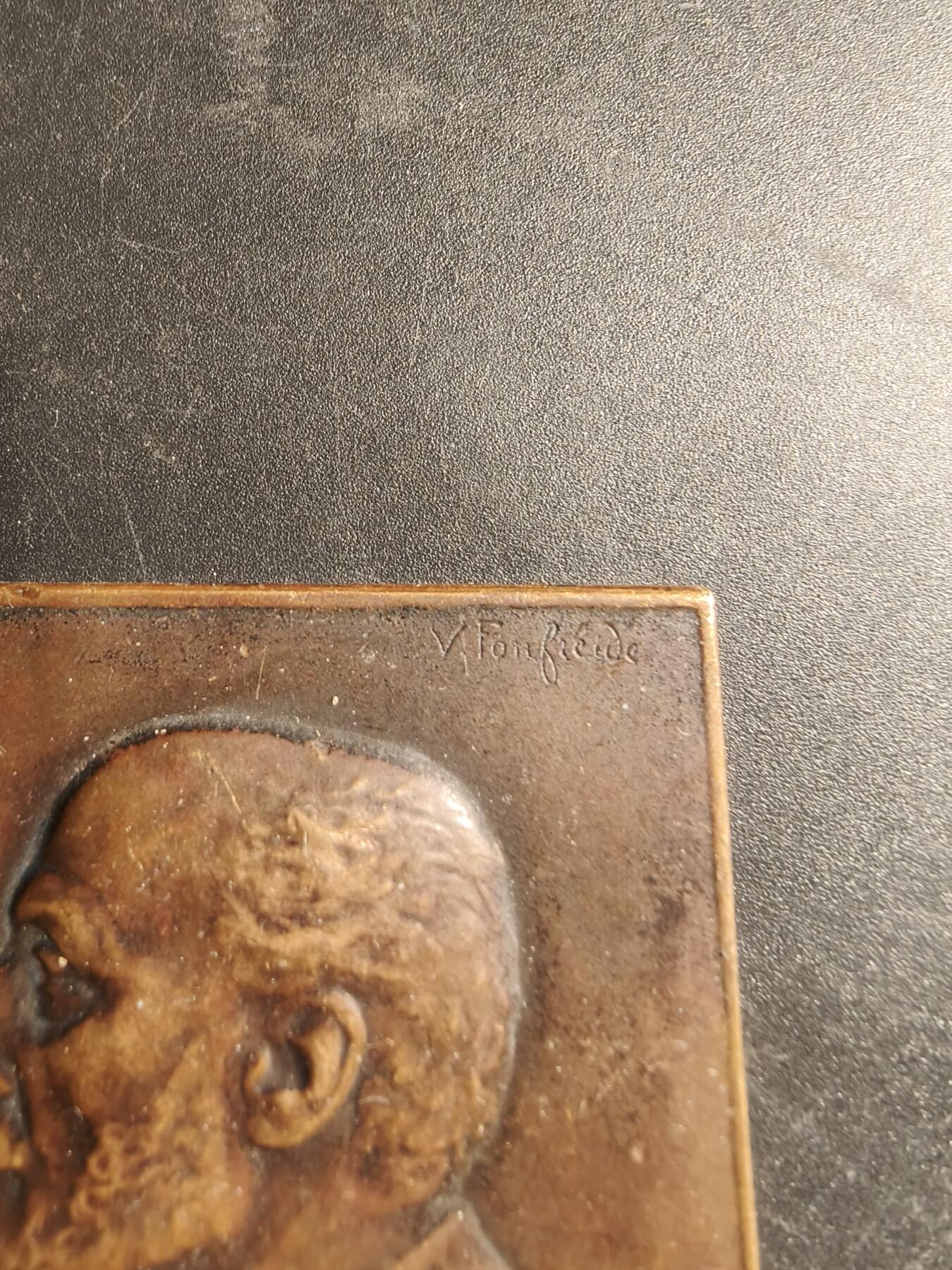 老王徽章第169期 法国医学院院士查理·瓦尔特医生方形大铜章     尺寸65×45mm.    重量79.4g