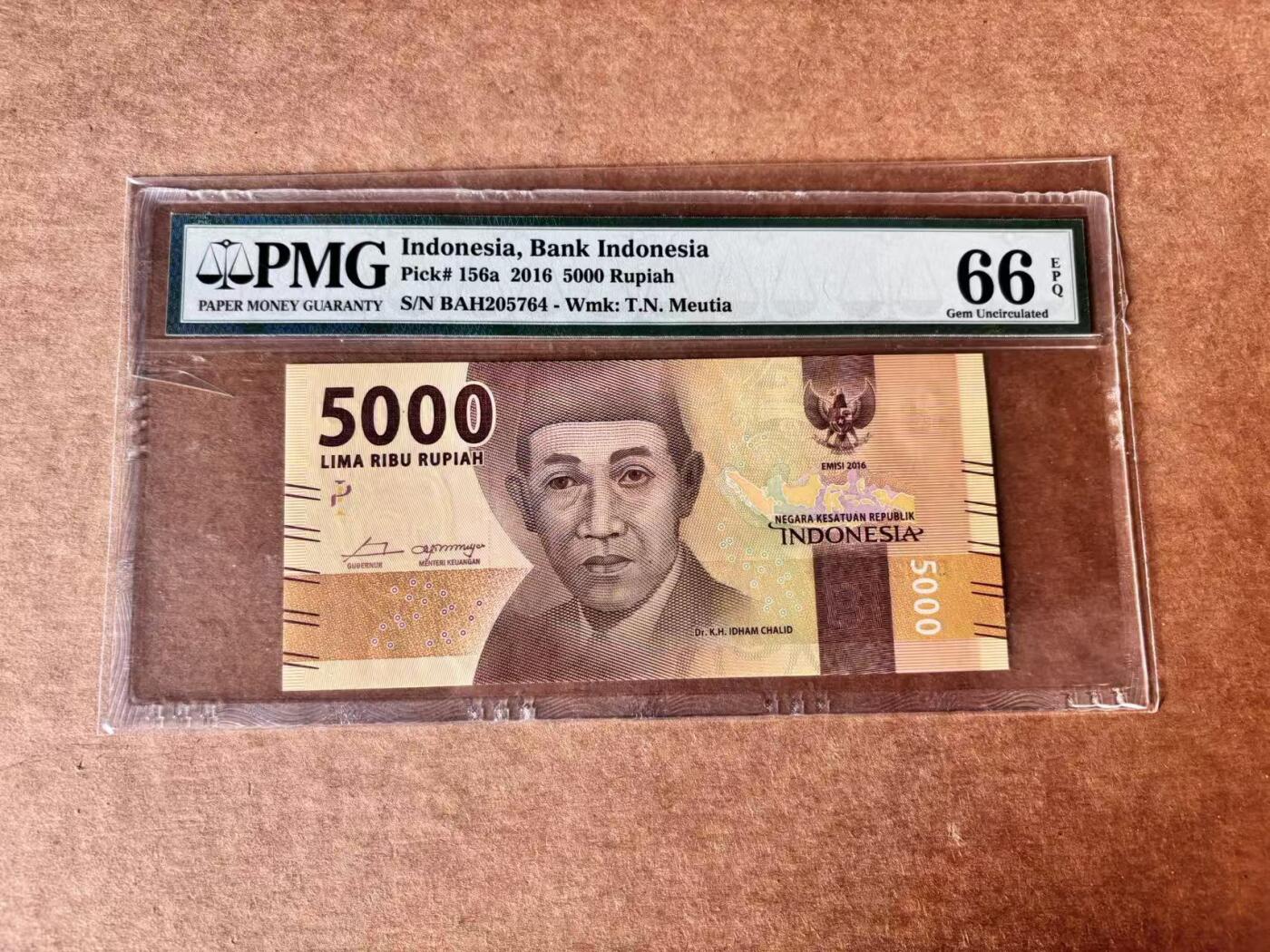 【Blue Auction】世界纸币精拍第761期——18级TOP拍卖/信誉/品质/专业/高效💫 印尼 2016年5000卢比 PMG66EPQ 