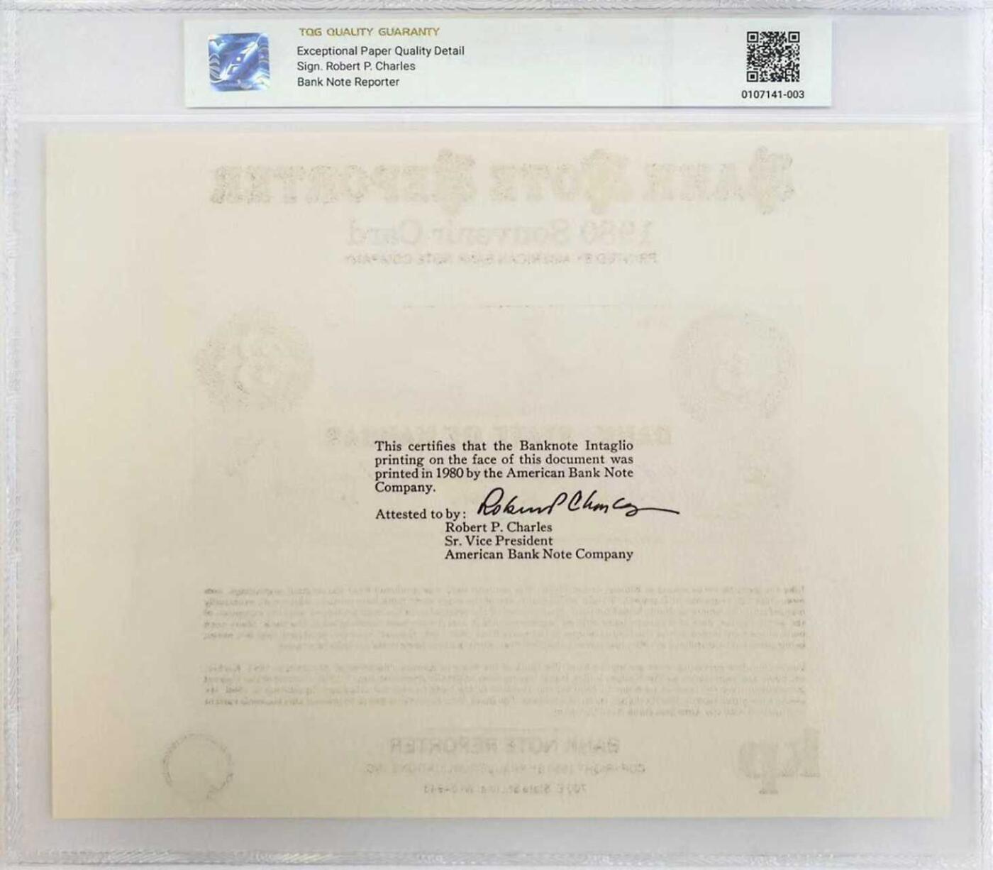 《外钞收藏家》第五百九十三期（精品场）（本平台长期征集拍品、欢迎藏友们联系合作） 好 1980年 美国钞票公司（ABNC）印制 3美元 雕刻版票样纪念卡 原版纸币1860 年间由美国堪萨斯州州立银行阿奇森（Atchison，Bank of the State of Kansas）发行流通 该雕刻版票样纪念卡为百年原钞凹版母版印制（非普通平面印刷）并以极小规模限量发行 背面为美钞公司总裁认证签名 乃高价原版老美钞收藏欣赏研究之平替