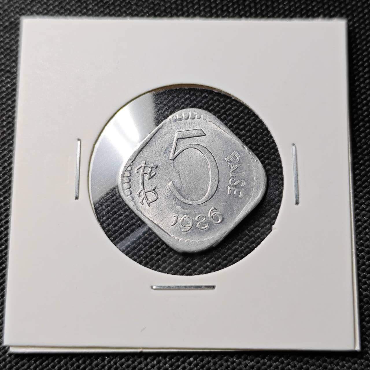 KK钱币收藏小铺 第378期  2月预留时间 周末发货  1986印度5派沙 好品